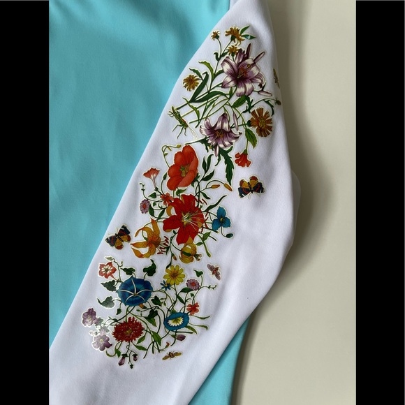 Stella Cove Girls’ Long-sleeve Light Blue Rashguard with Floral Sleeve - Picture 3 of 7